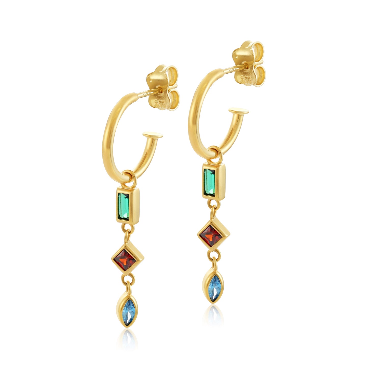9ct Yellow Gold Multi Gem Detail Earrings