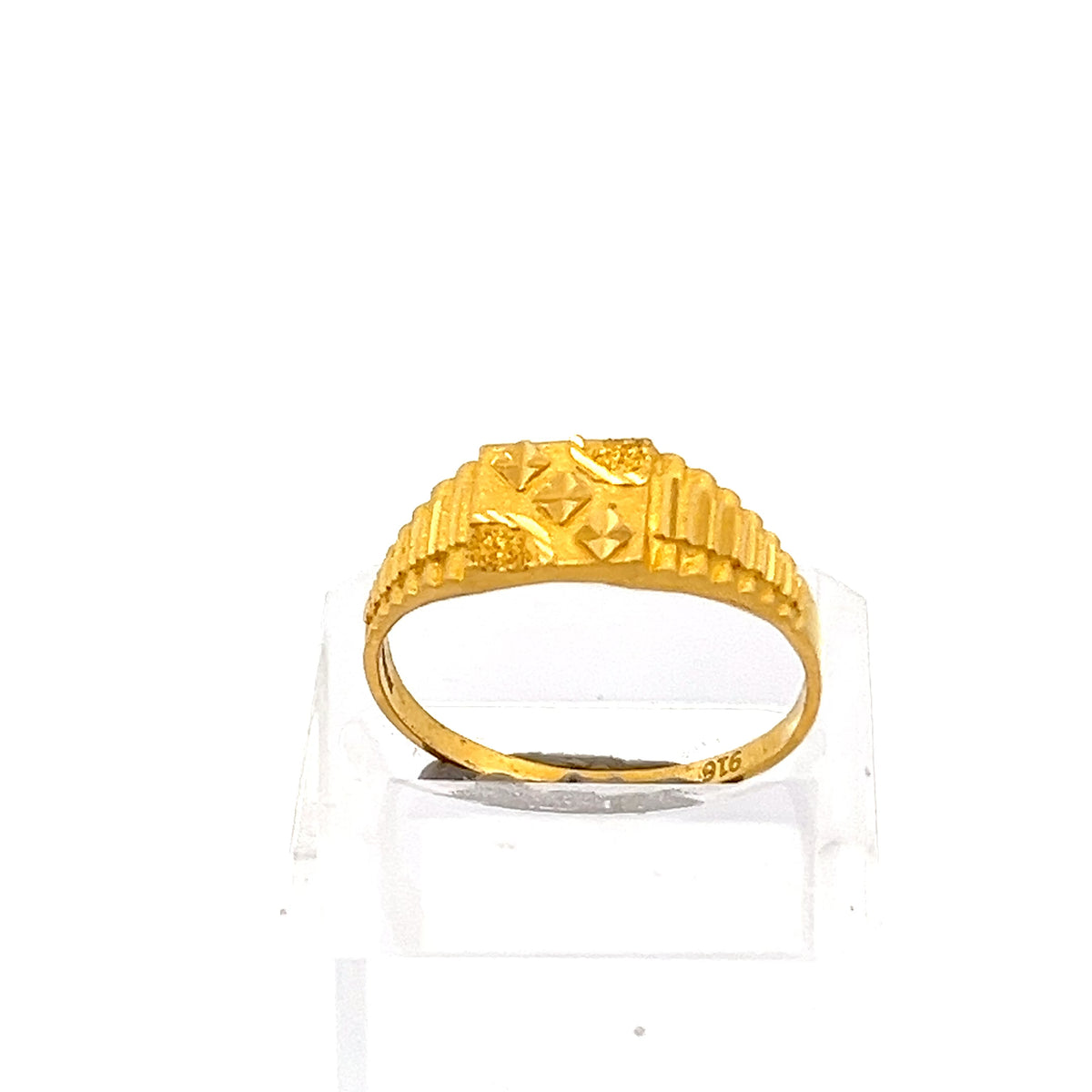 22ct Gold Textured Ridged Signet Ring