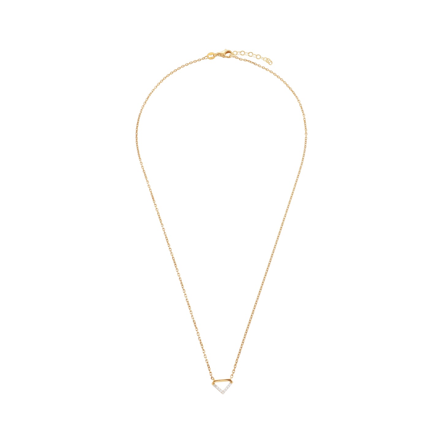 9ct Yellow Gold Cubic Zirconia Triangle Pendant Necklace