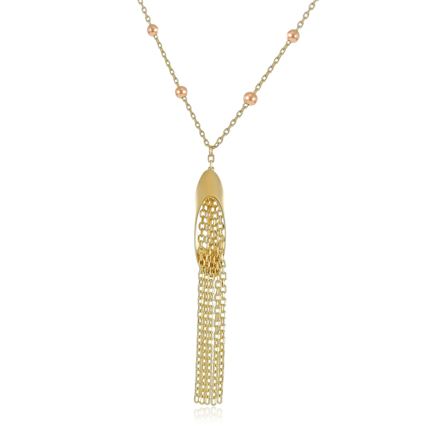 9ct Yellow Colour Beaded Chain Drop Necklace