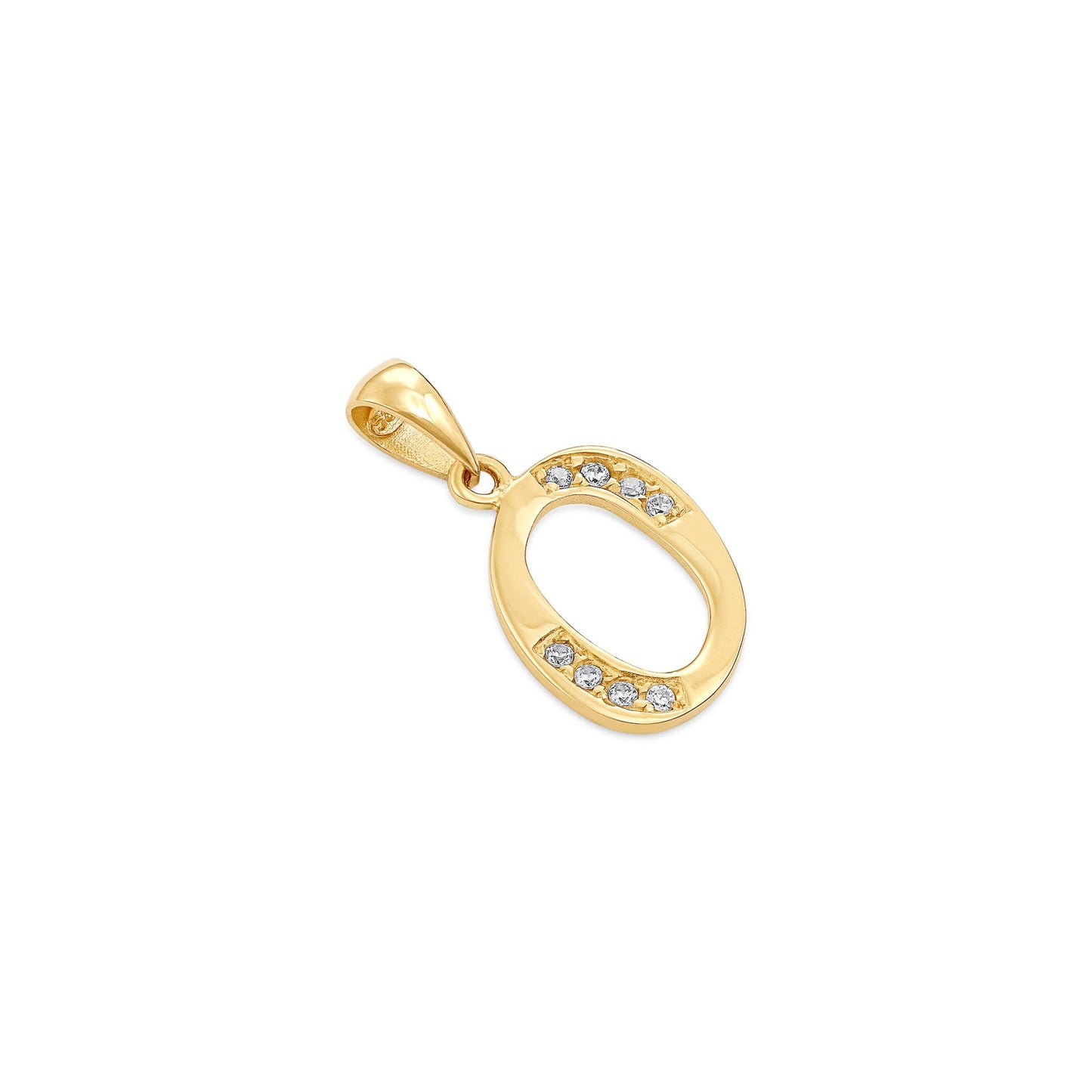 14ct Yellow Gold Cubic Zirconia Fancy Initial Letter O Pendant