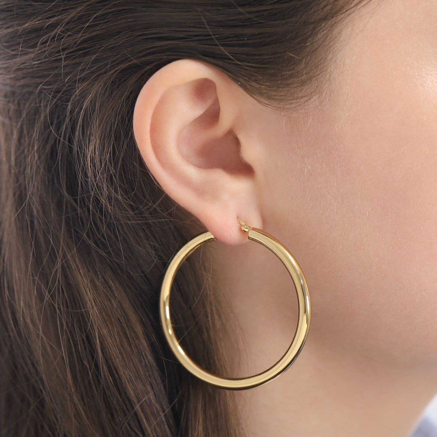 Gold-Plated Sterling Silver Hollow Tube Hoop Earrings PER60017