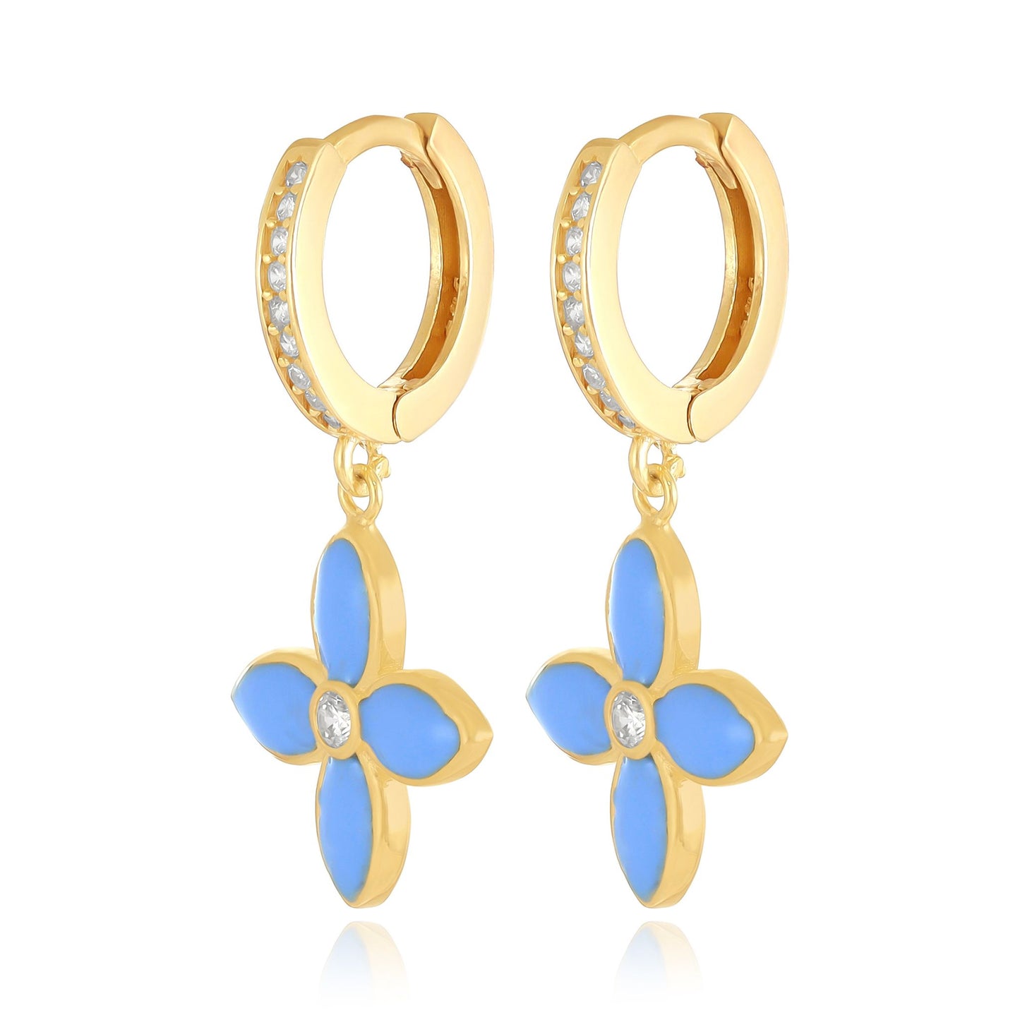 925 sterling silver blue flower earrings PER8004-B