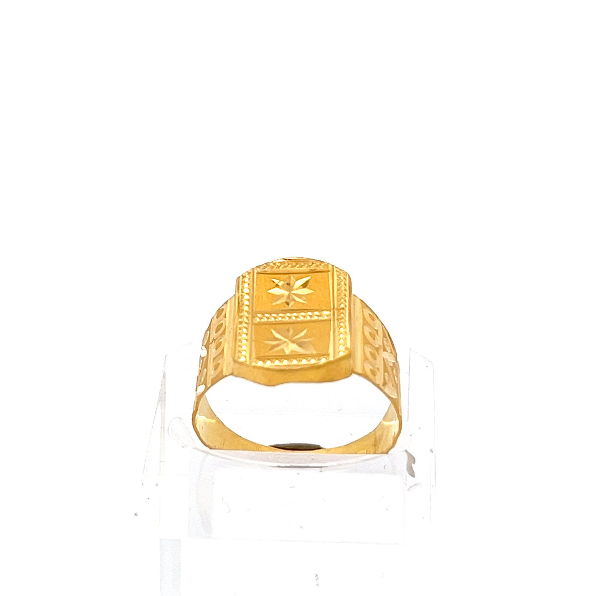 22ct Gold Geometric Pattern Signet Ring