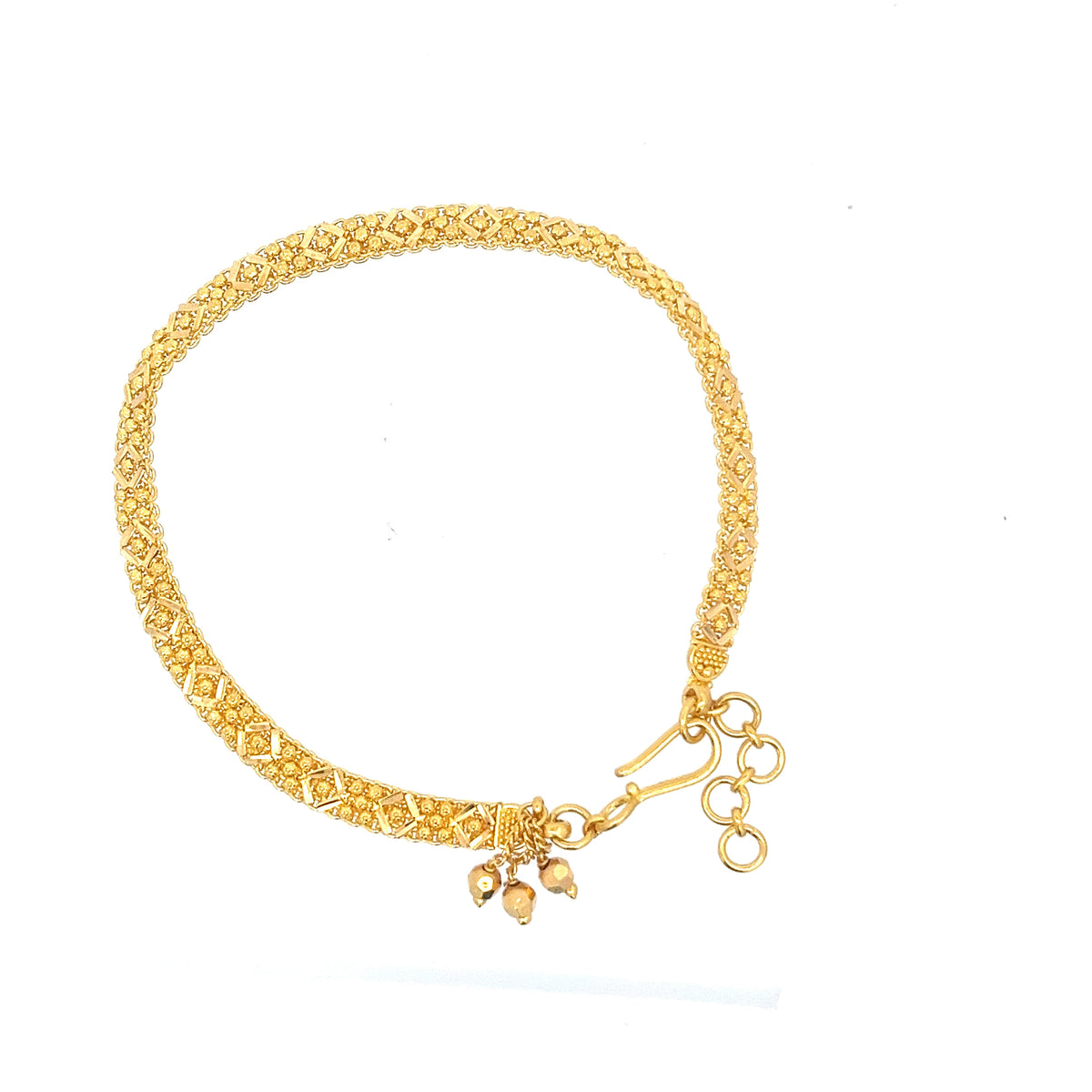 22ct Gold Intricate Diamond Pattern Charm Bracelet