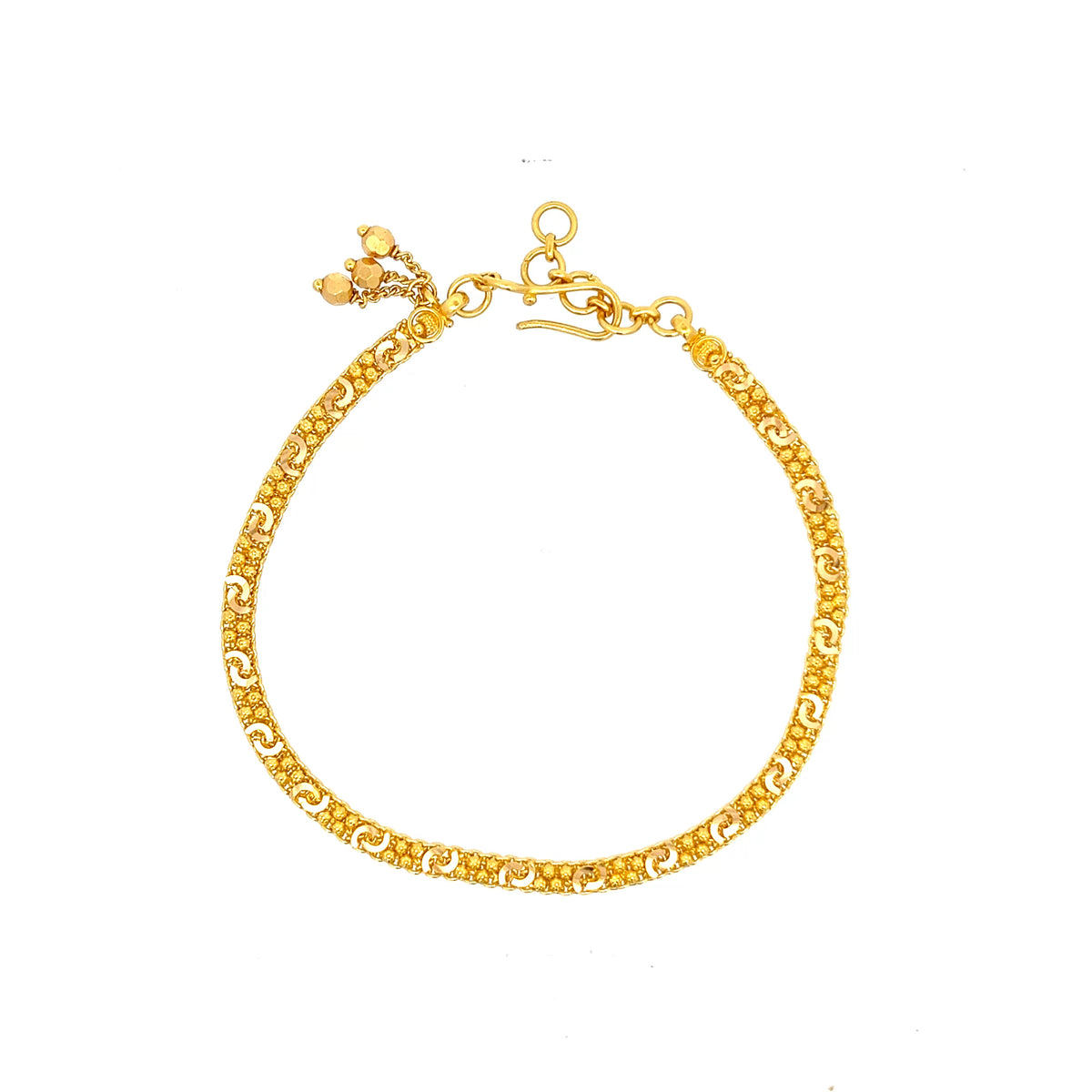22ct Gold Bracelet with Scroll Pattern and Textured Detail