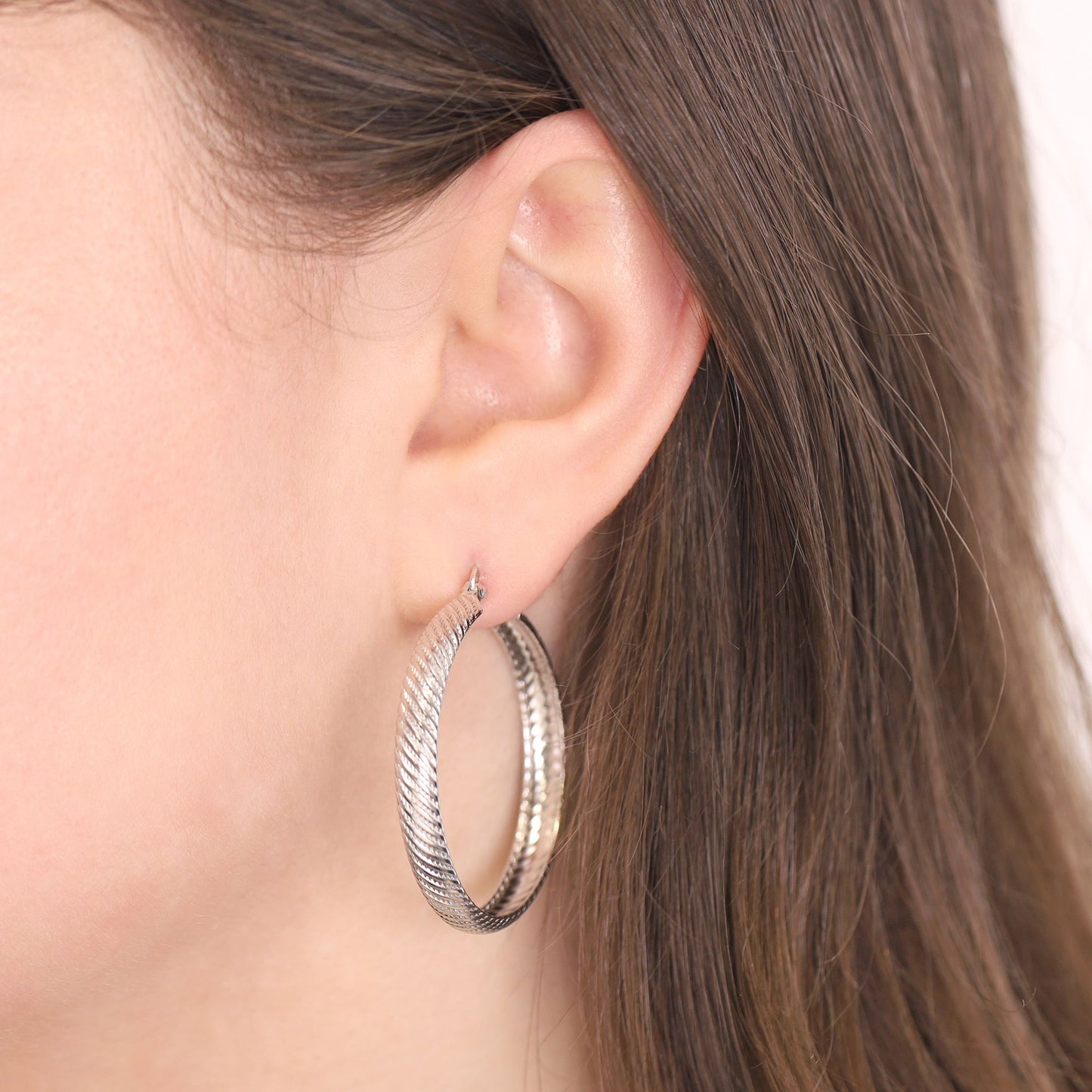 925 Sterling Silver Ridgid Hoop Earrings