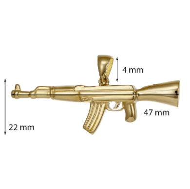 9ct Solid Yellow Gold AK47 Pendants PD60-9-51-2