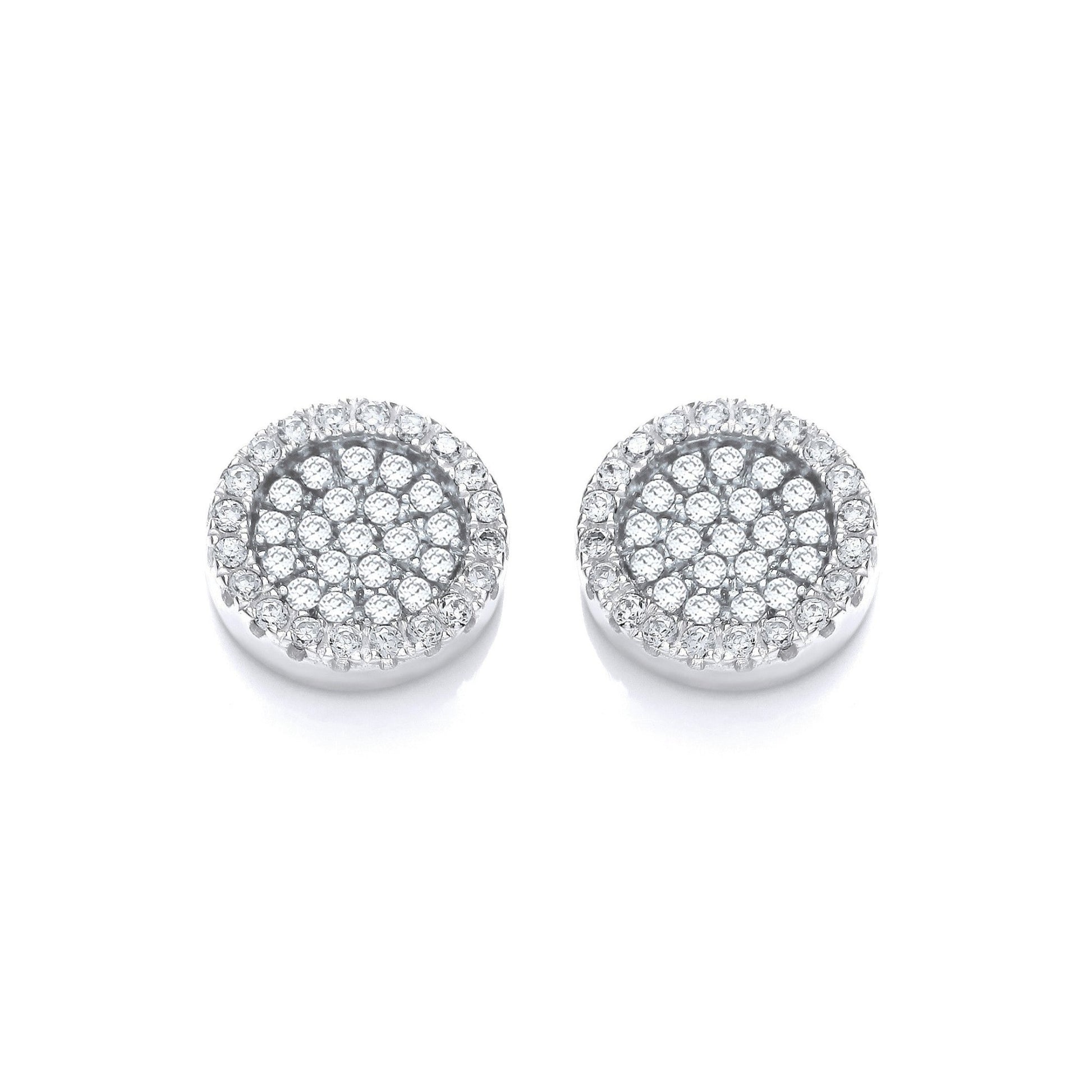 Cluster Stud 925 Sterling Silver Earrings Set With CZs - FJewellery