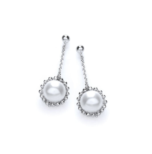 Drop 925 Sterling Silver Earrings Set With Swarovski Pearl - FJewellery