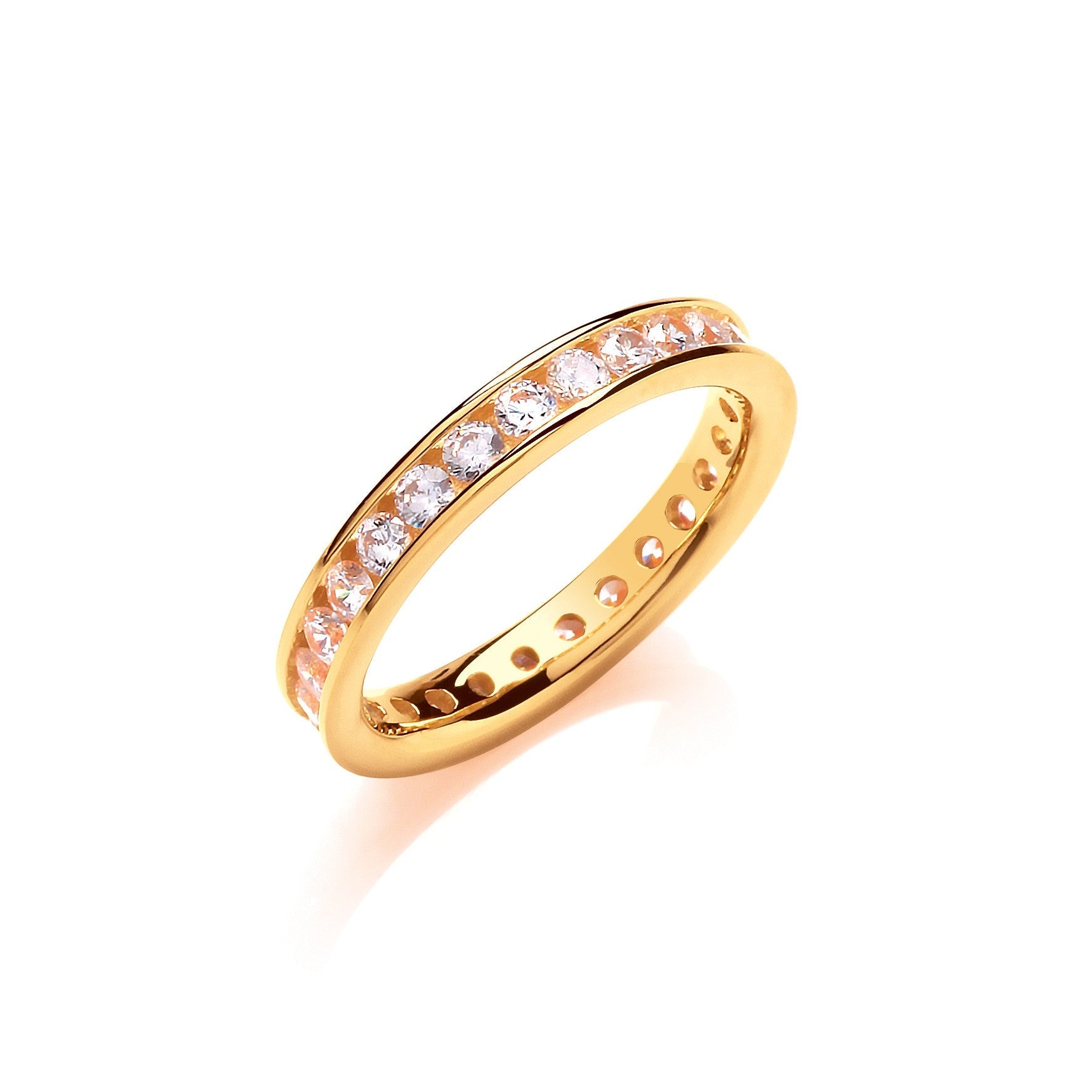 Gold Plated 925 Sterling Silver Full Eternity Ring 3mm - FJewellery
