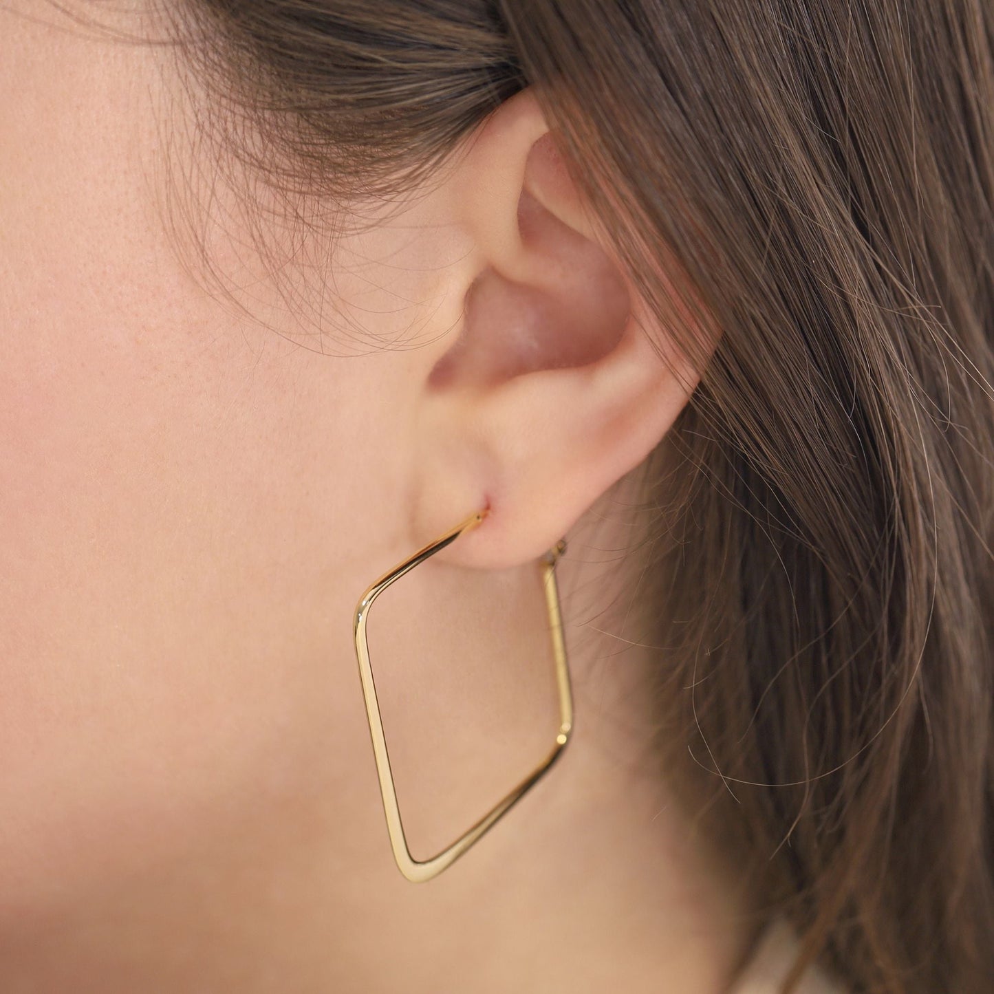 Gold Plated Square Hoop Earrings PER60021 - FJewellery