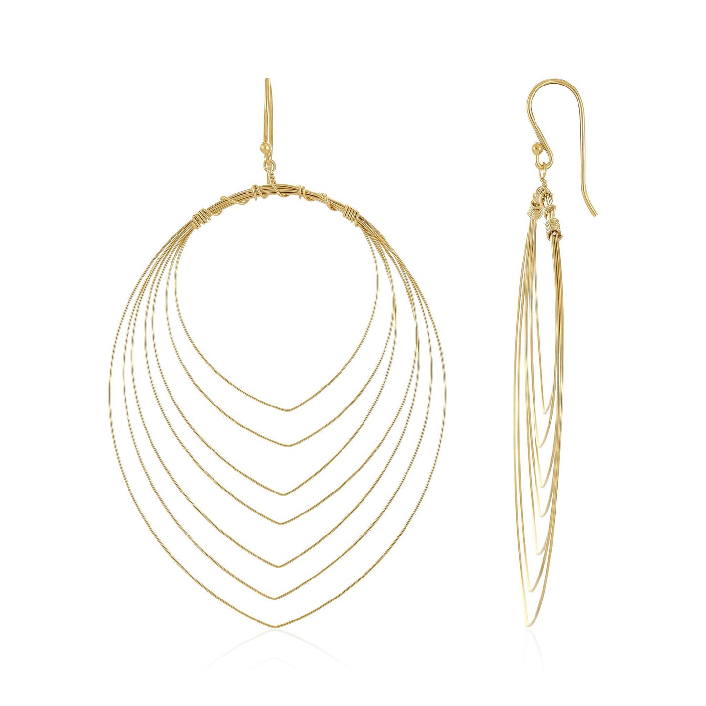 Gold Plated Sterling Silver Wired Hoop Earrings PER0023 - FJewellery