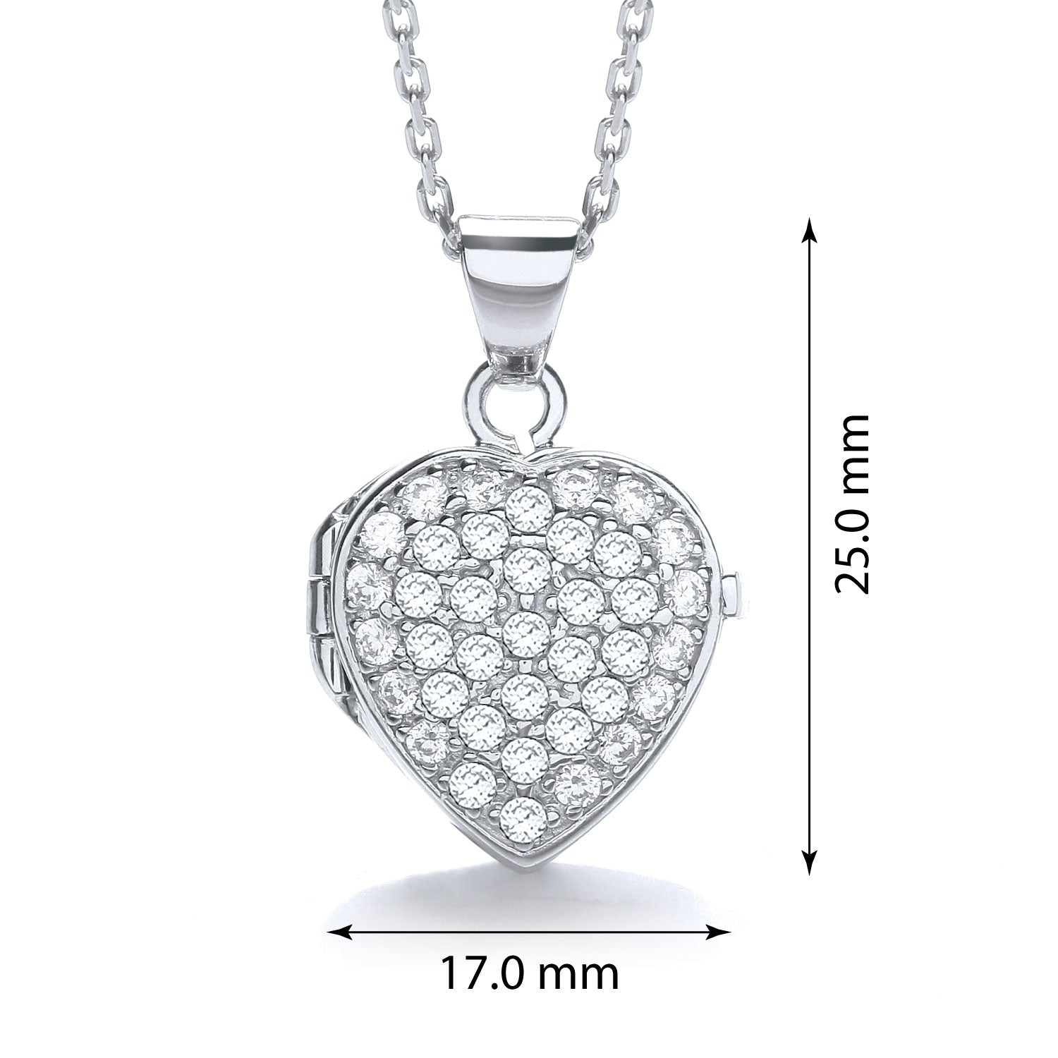 Heart Shape 925 Sterling Silver Locket Set With Cubic Zirconia - FJewellery