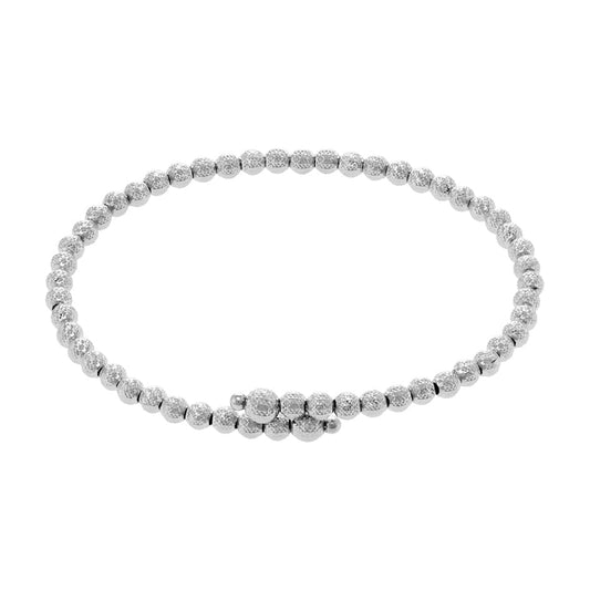 Pre-owned 18ct White Gold Beaded Bangle - 6.8g - FJewellery