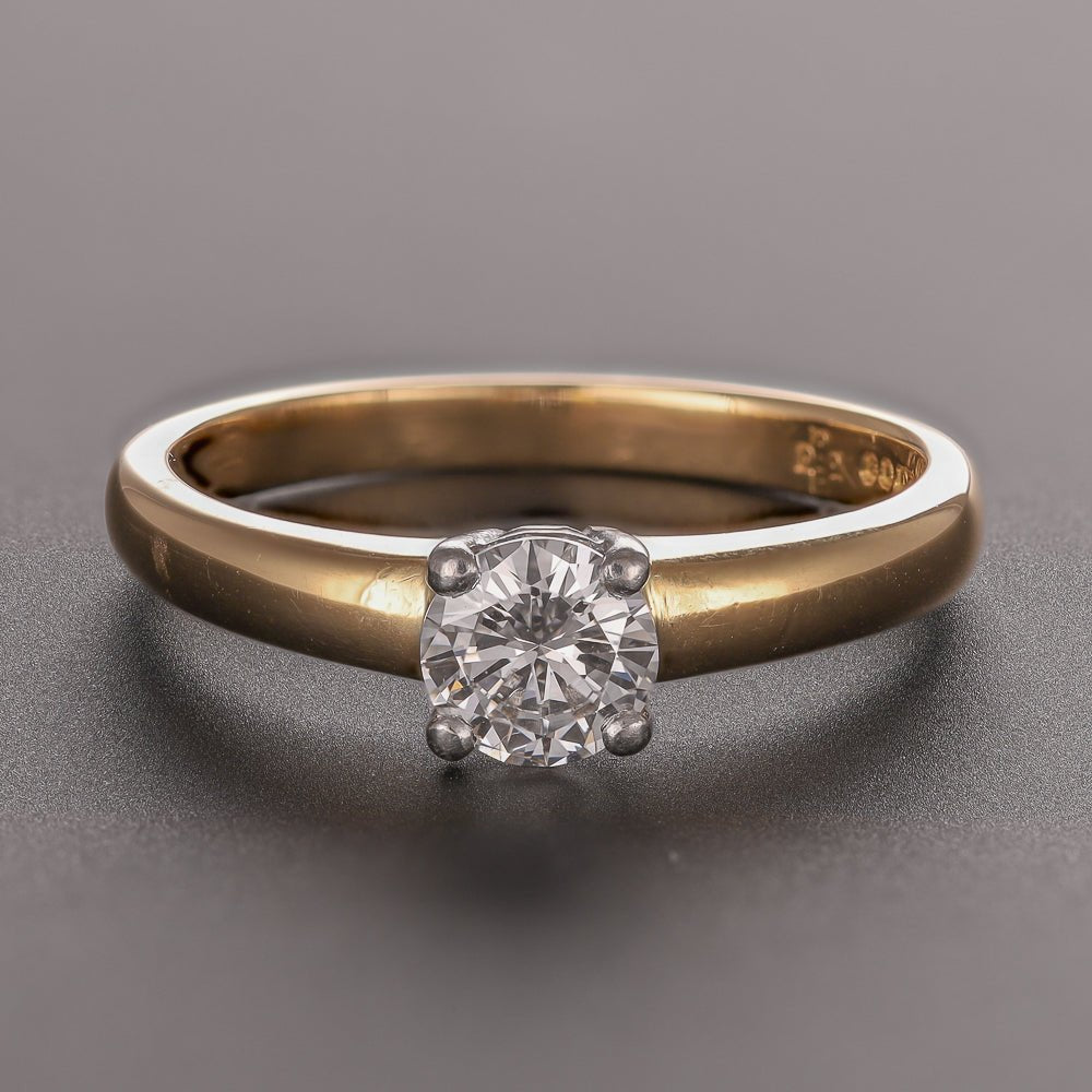 Pre-owned 18ct Yellow & White Gold Single Stone 0.50ct Diamond Engagement Ring - FJewellery