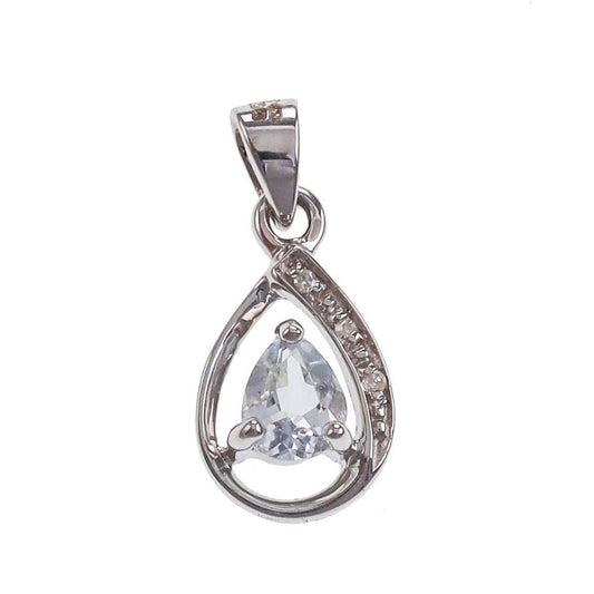 Pre-owned 9ct Gold CZ Drop Pendant - FJewellery