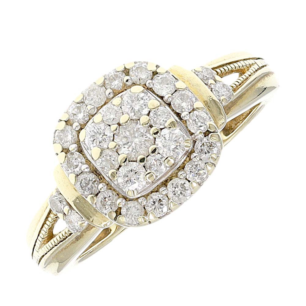 Pre-owned 9ct Y Gold 0.40ct Diamond Cluster Ring - Size J - FJewellery