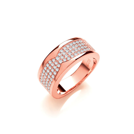Rose Gold Plated 925 Sterling Silver Cz Ring - FJewellery