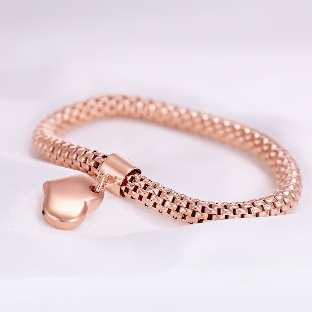 Rose Gold Plated 925 Sterling Silver Round Mesh Bracelet-7" - FJewellery
