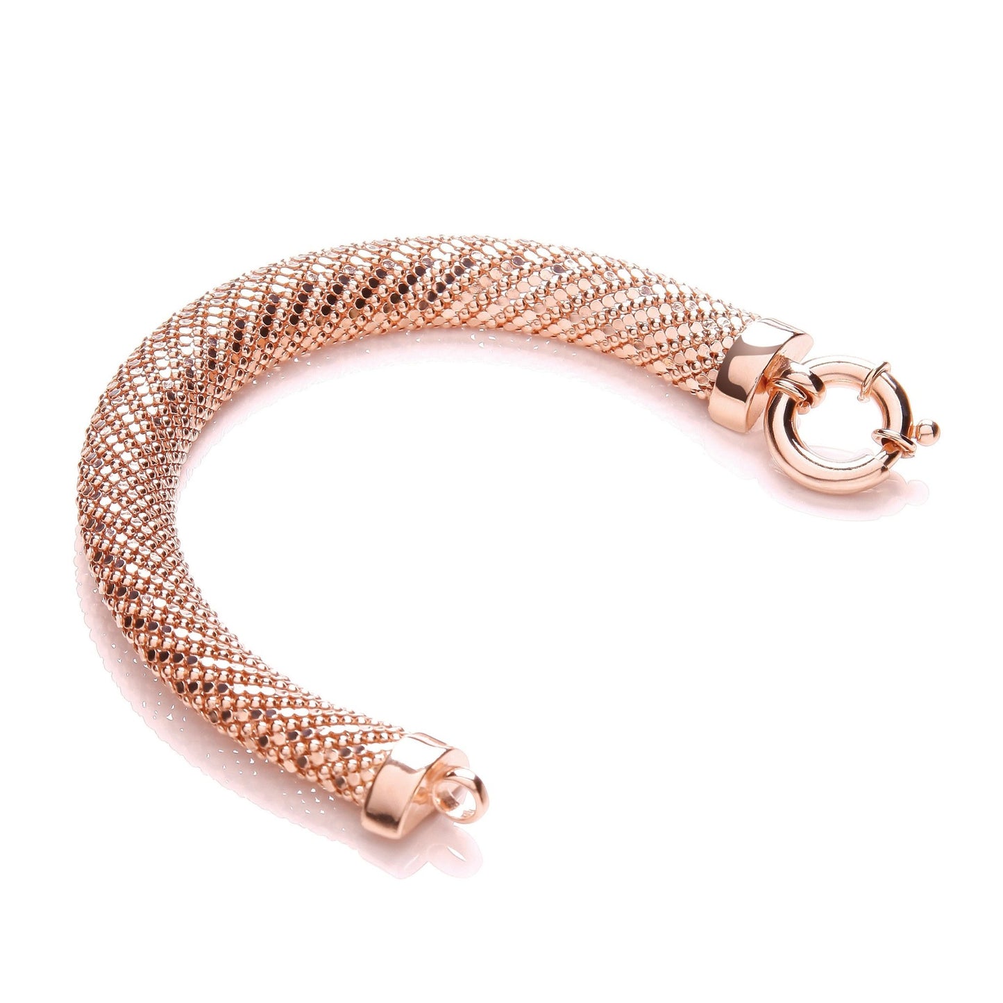 Rose Gold Plated 925 Sterling Silver Shapely Bracelet-7.5" - FJewellery