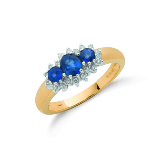 Sapphire and Diamond Cluster Ring - FJewellery