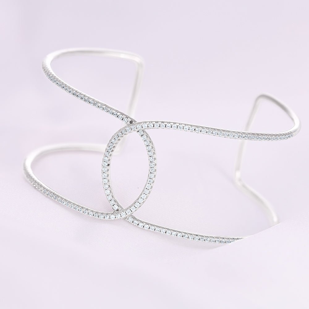 Sterling 925 Silver Slave Bangle Set With Cubic Zirconia - FJewellery