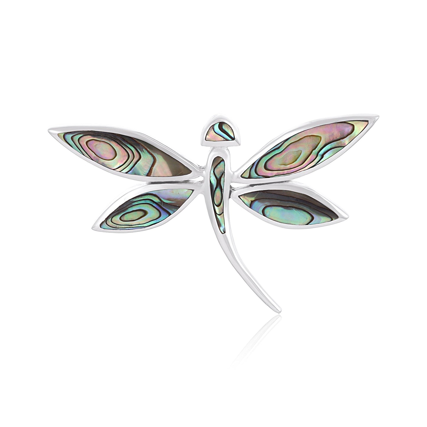 925 Sterling Silver Abalone pink Dragonfly Pendant