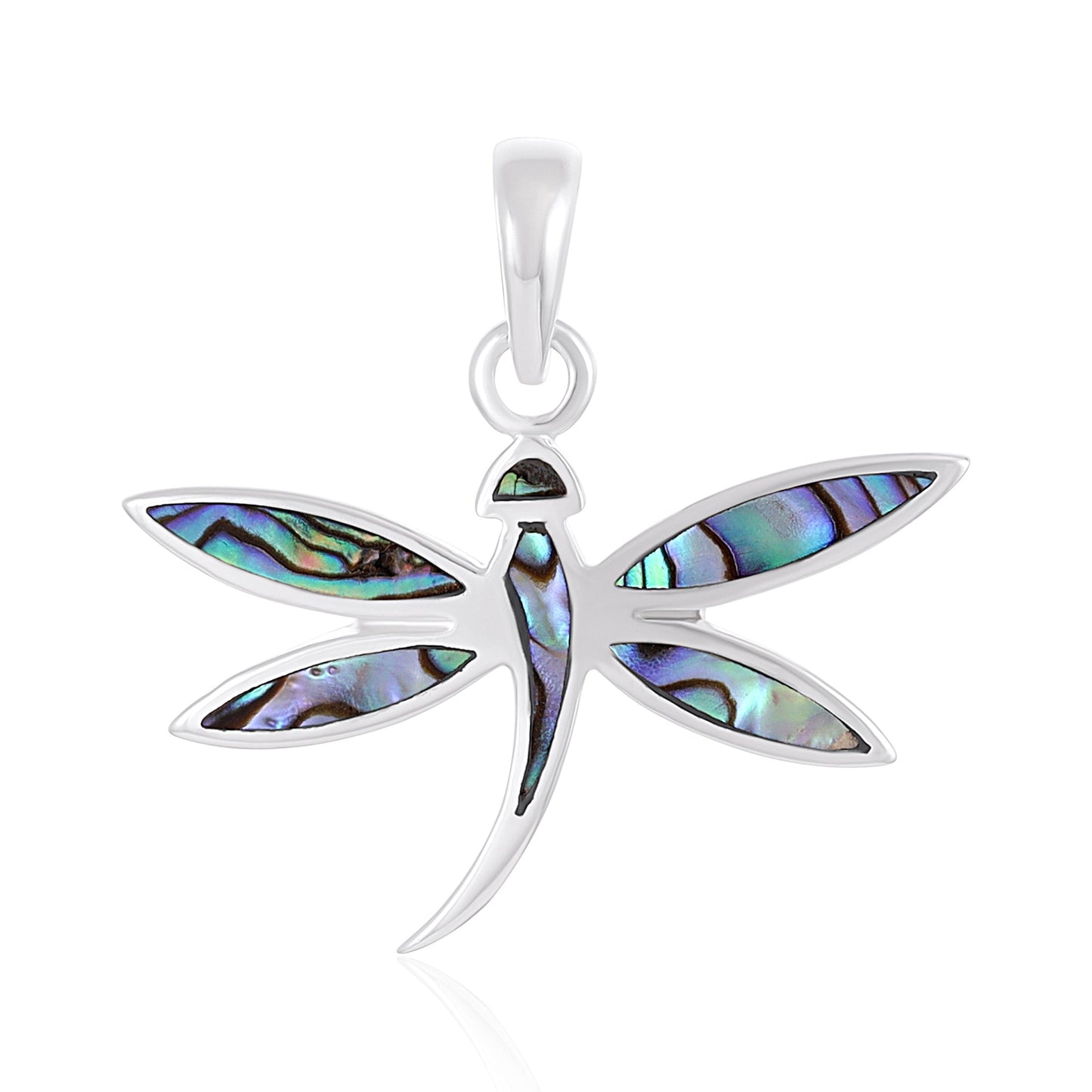 Blue 925 Sterling Silver Abalone Shell Dragonfly Pendant