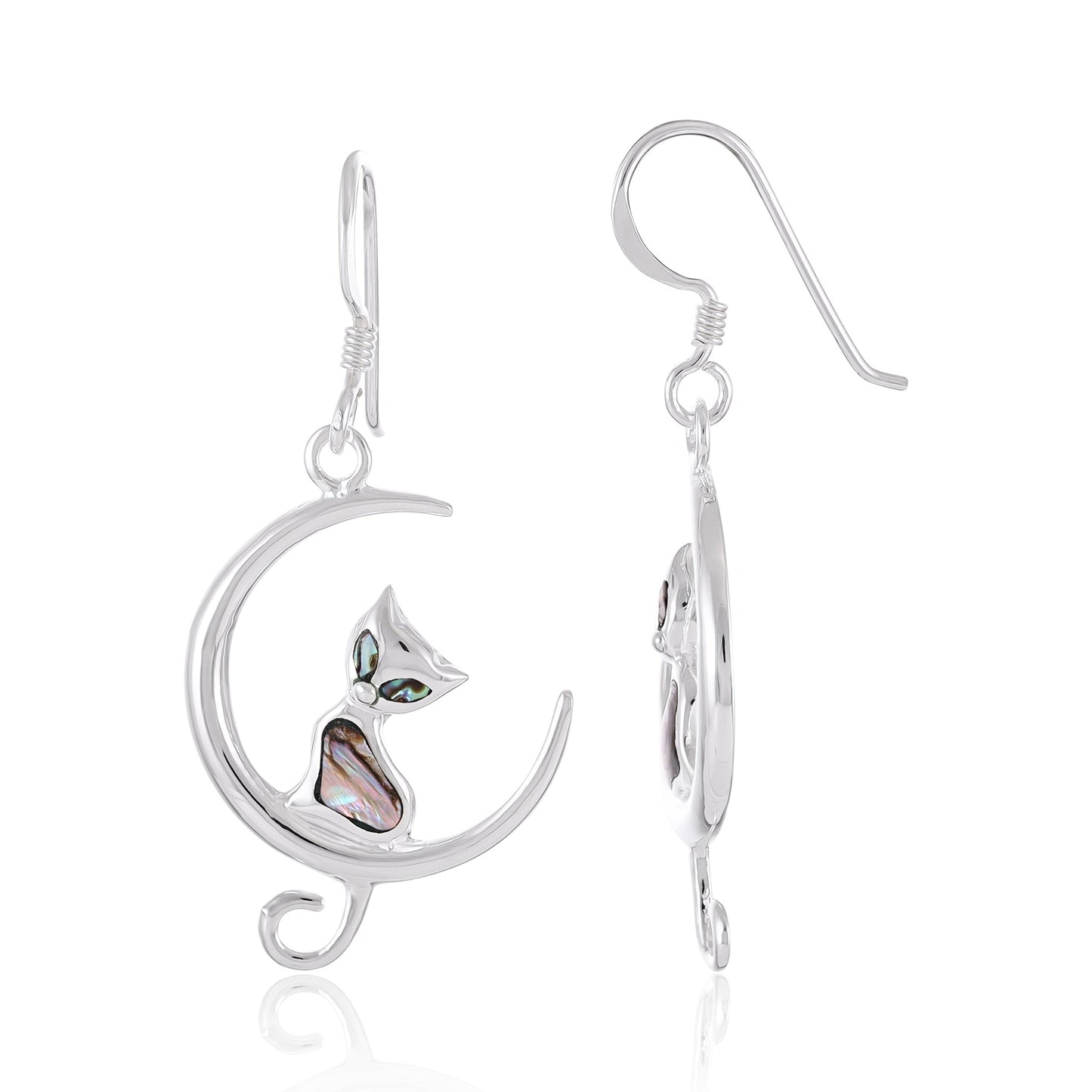 Sterling Silver Abalone Shell Cat Earrings SER4028