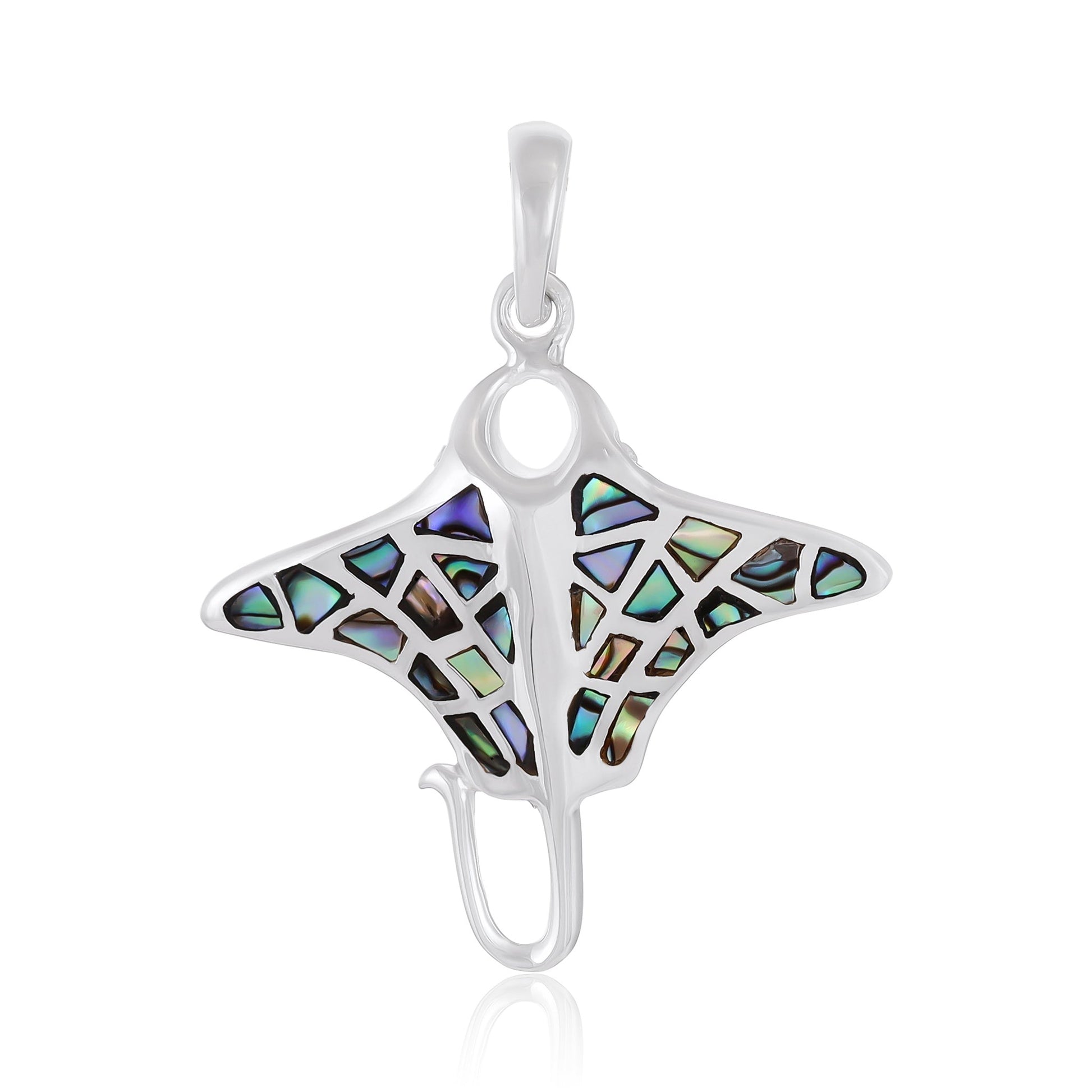 Sterling Silver Abalone Shell Manta Ray SPD4027 - FJewellery