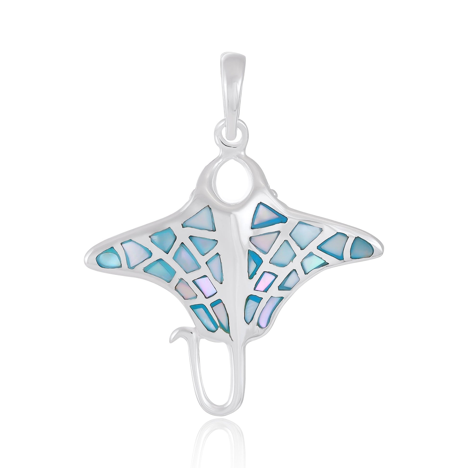 Sterling Silver Abalone Shell Manta Ray SPD4027 - FJewellery