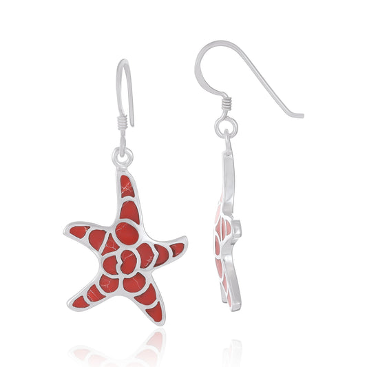 Sterling Silver Abalone Shell Starfish Earrings SER4020 - FJewellery