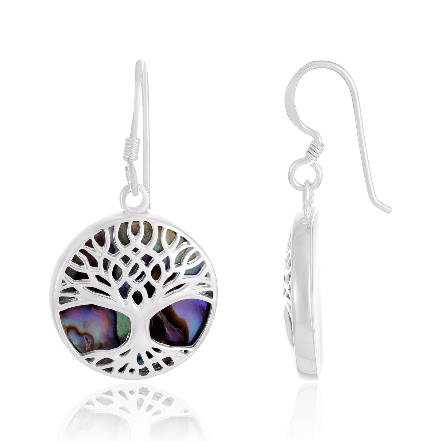 Sterling Silver Abalone Shell Tree Of Life Earrings SER4001