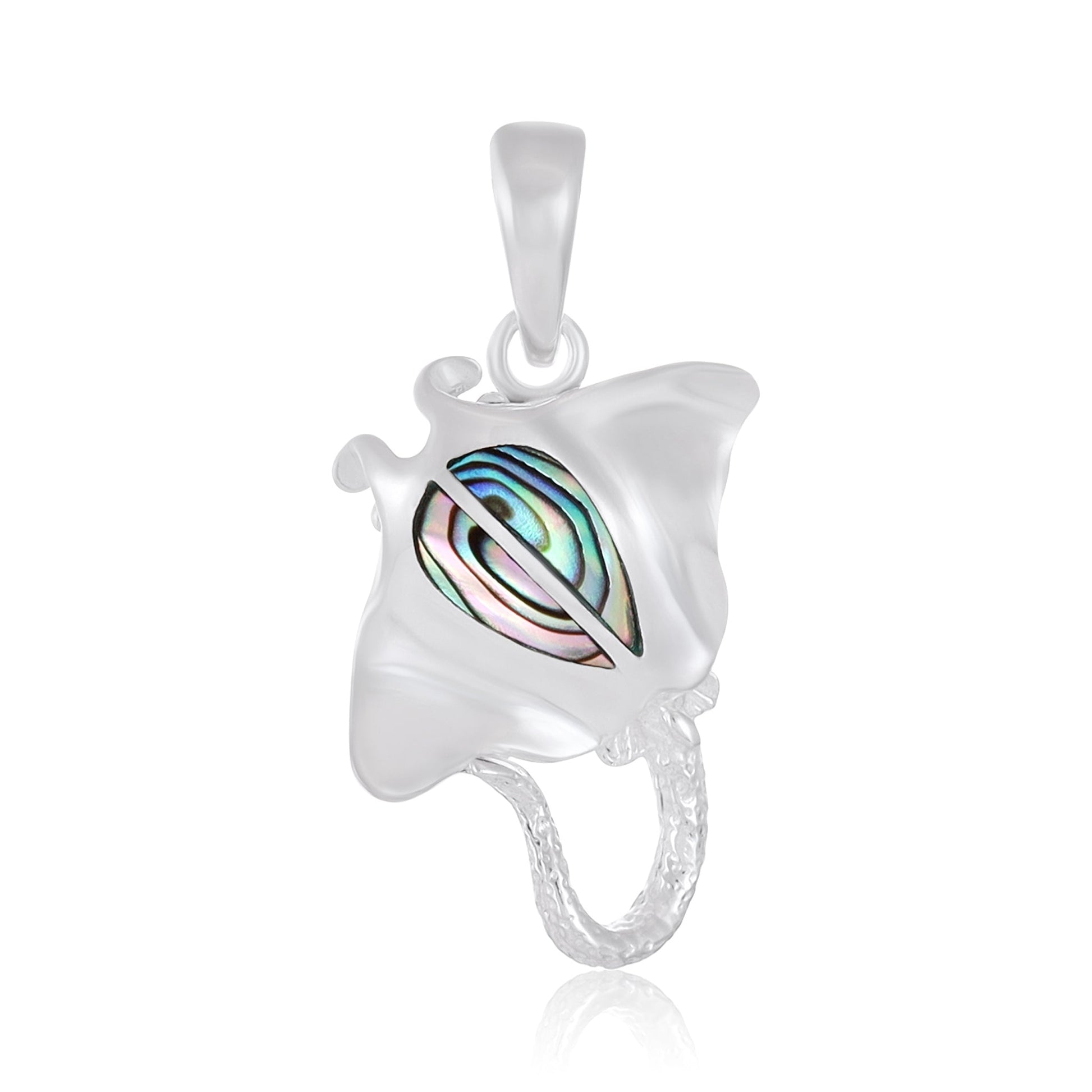Sterling Silver Manta Ray Abalone Shell Manta Ray Pendant SPD4030 - FJewellery