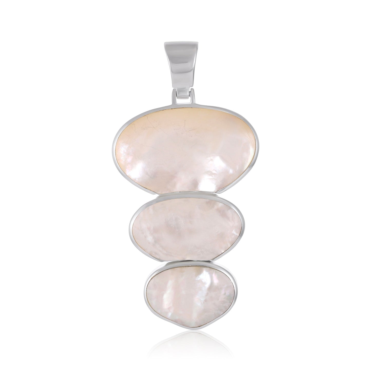925 Sterling Silver Oval Mother Of Pearl Pendant SPD4021