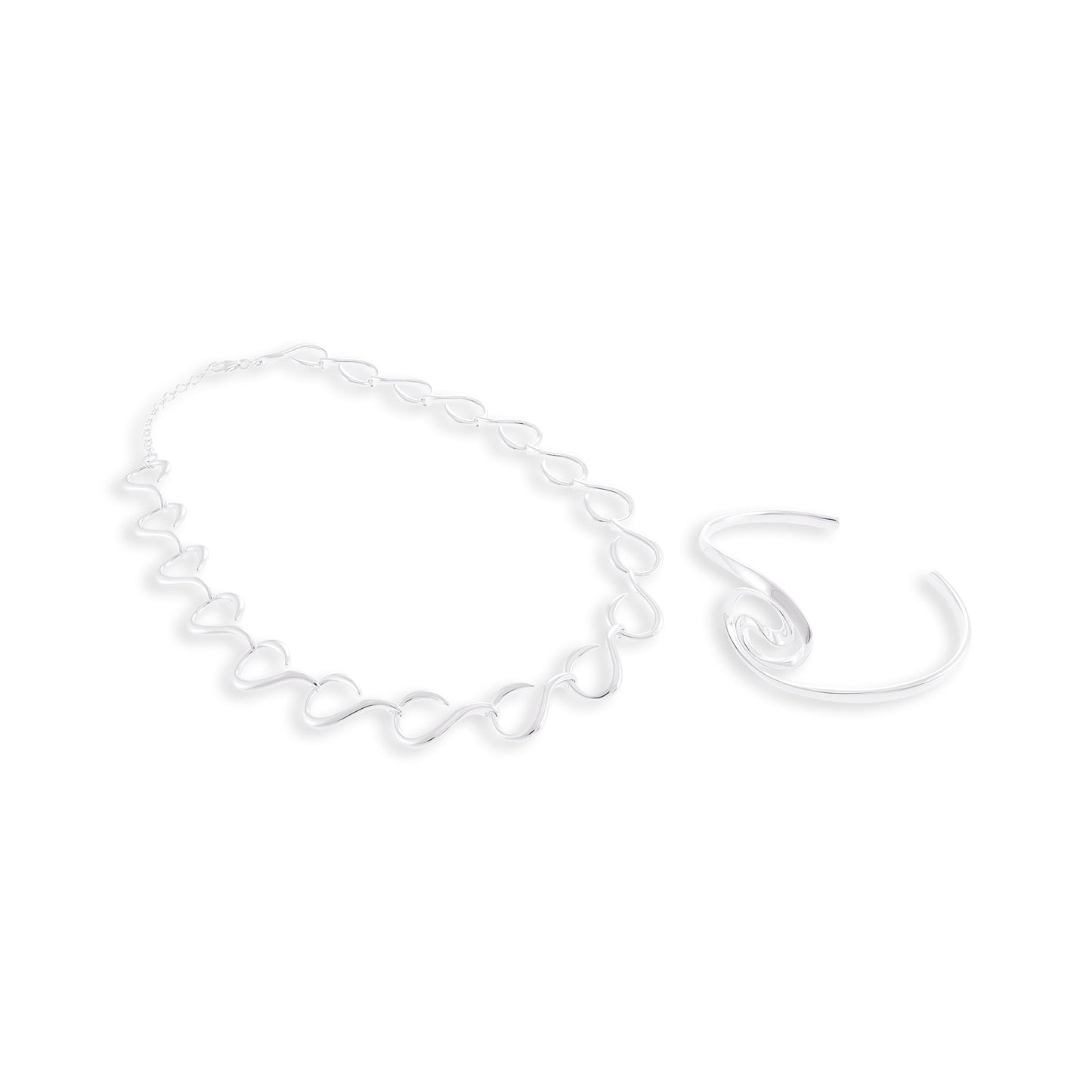 Sterling silver swirl cuff bracelet SBN10005 - FJewellery