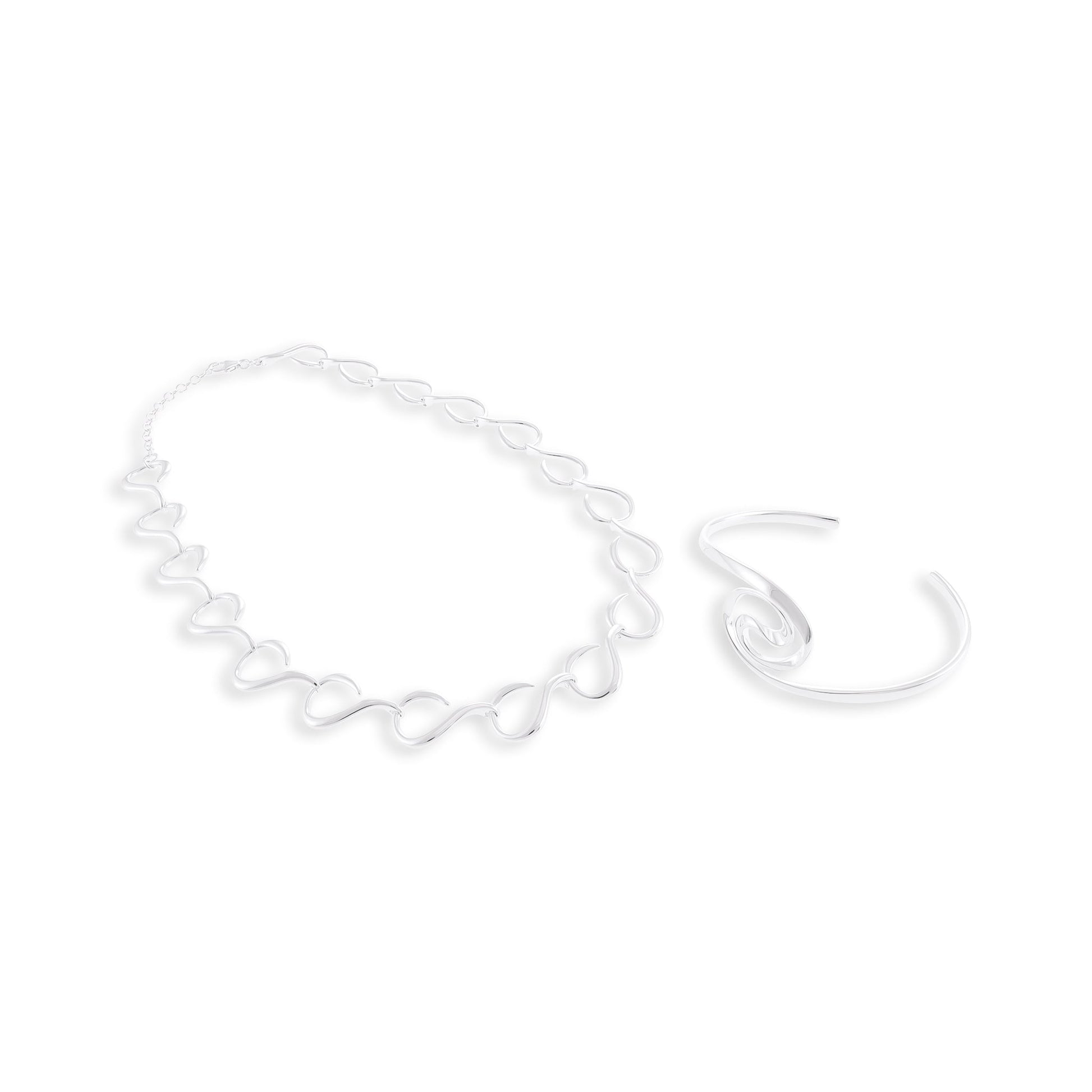 Sterling silver swirl cuff bracelet SBN10005 - FJewellery