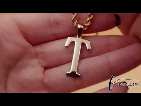 14ct Gold Initial Pendant Letter T - 32mm - FJewellery