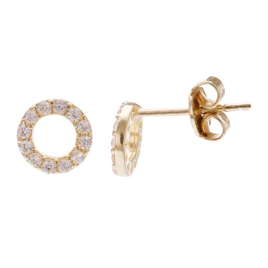 14ct Yellow Gold 7mm Circle Stud Earrings - FJewellery