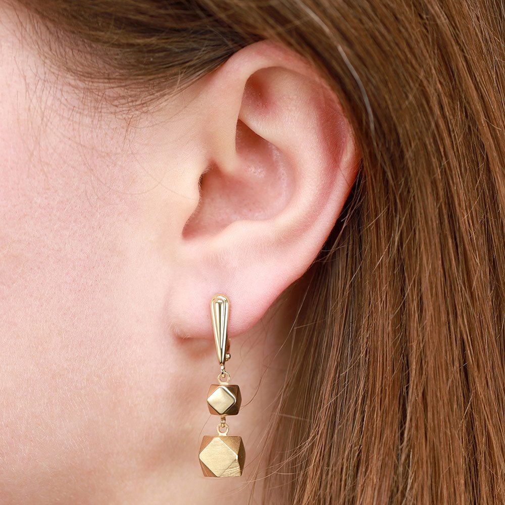 14ct Yellow Gold Diamond Cut Earrings 2021359 - FJewellery
