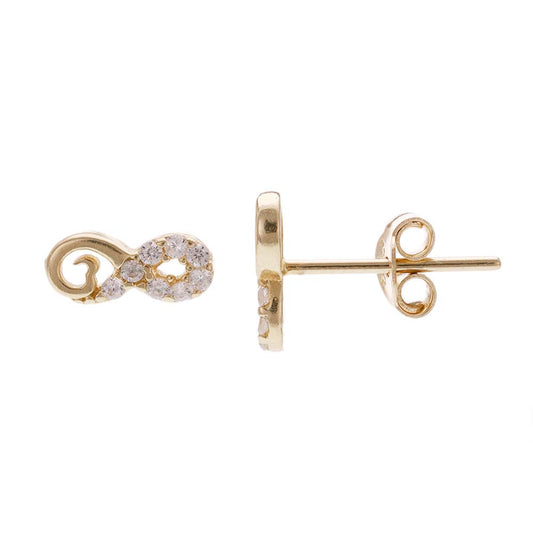 14ct Yellow Gold Fancy Infinity Symbol Stud Earrings - FJewellery