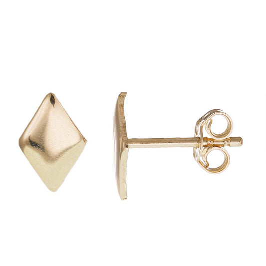 14ct Yellow Gold Square 10mm Stud Earrings - FJewellery
