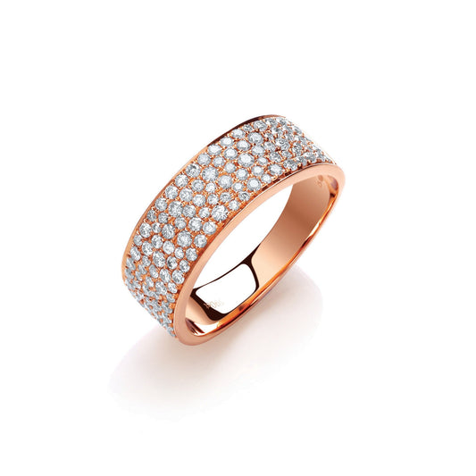 18ct Rose Gold 0.60ct Diamond Pave Set Ring G/H SI - FJewellery
