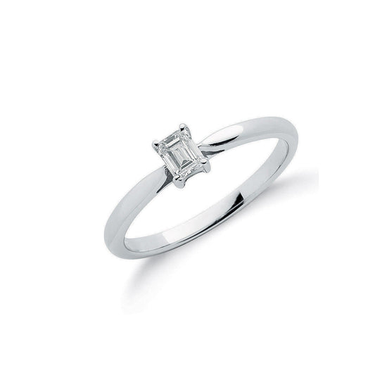 18ct W Gold .25ct Emerald Cut Diamond Engagement Ring G/H,VS - FJewellery