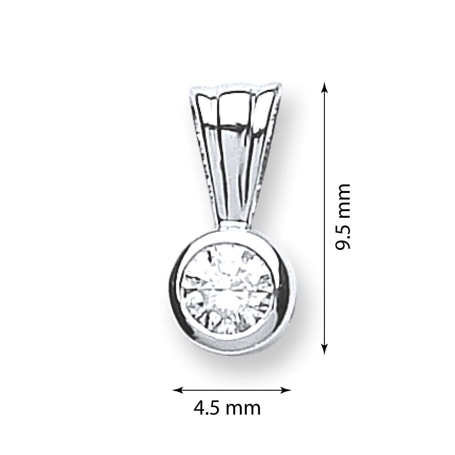 18ct White Gold 0.15ct Rubover Set Diamond Pendant - FJewellery