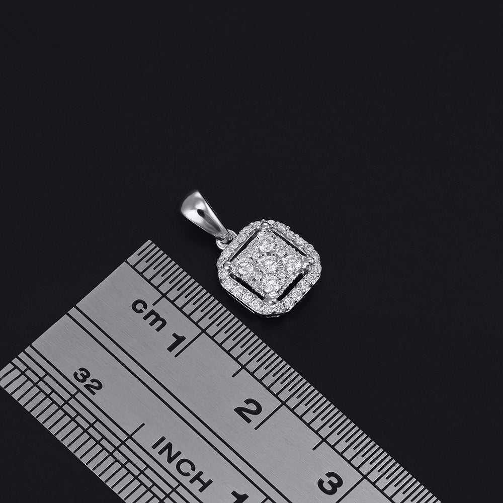 18ct White Gold 0.20ct Diamond Square Pendant - FJewellery