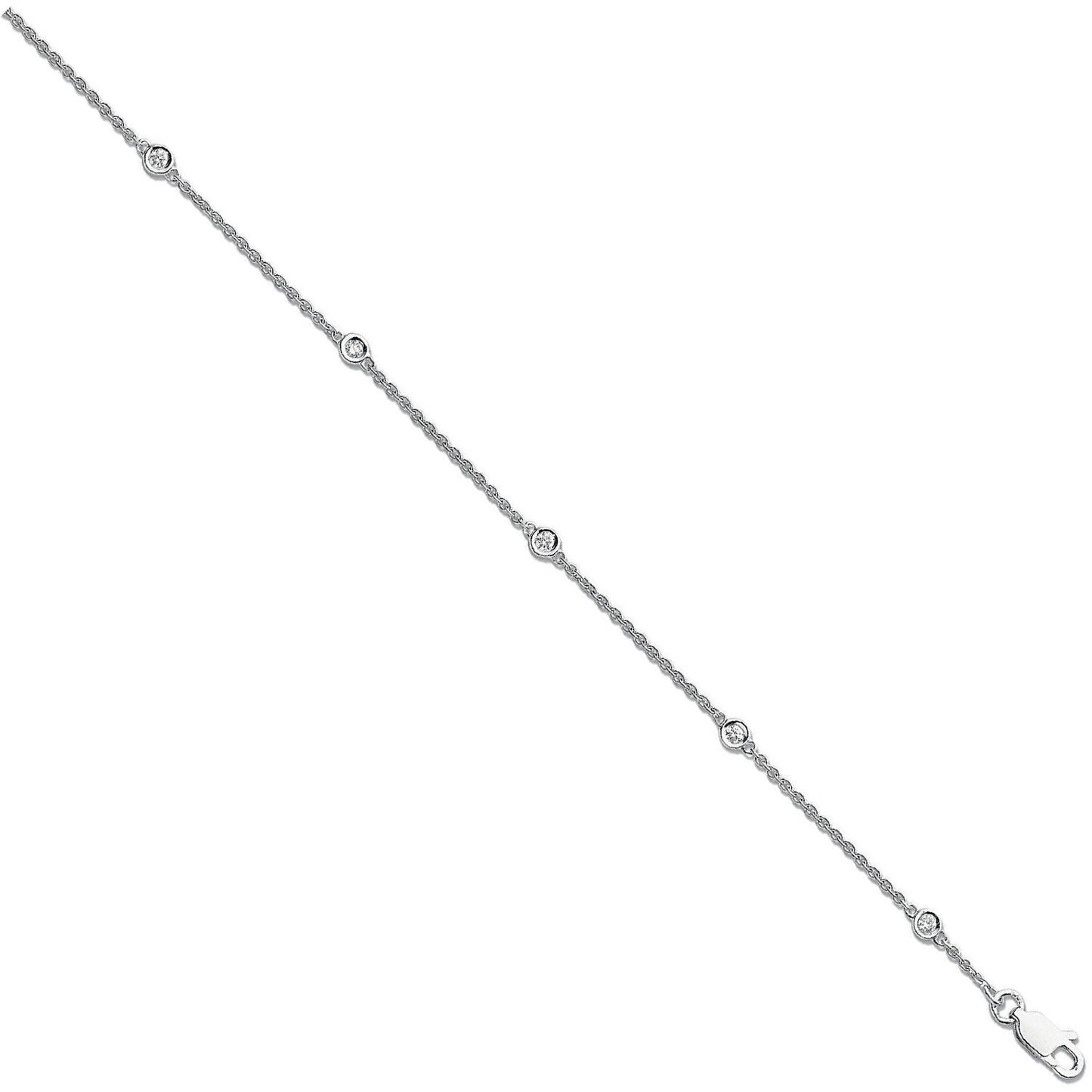 18ct White Gold 0.20ct Rubover Diamond Bracelet - FJewellery