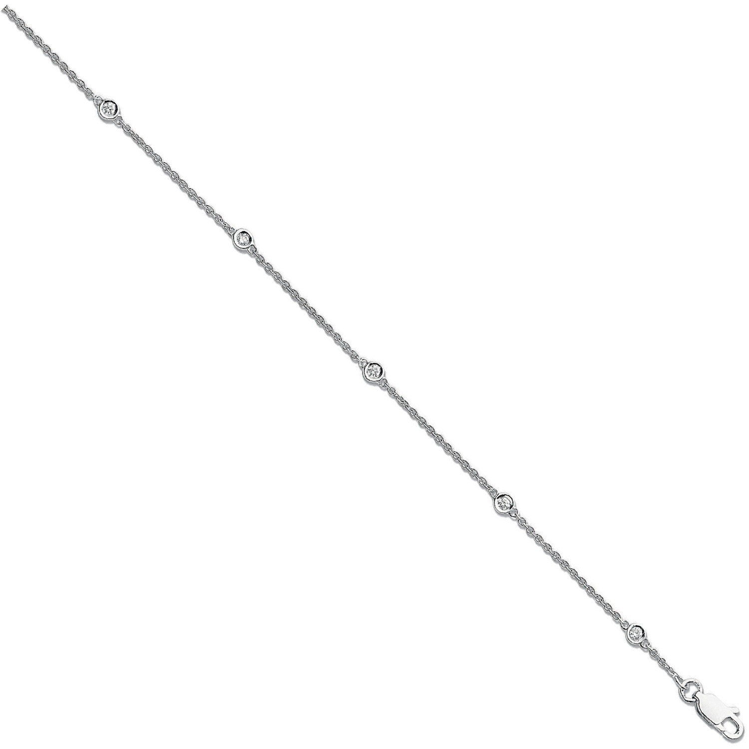 18ct White Gold 0.20ct Rubover Diamond Bracelet - FJewellery