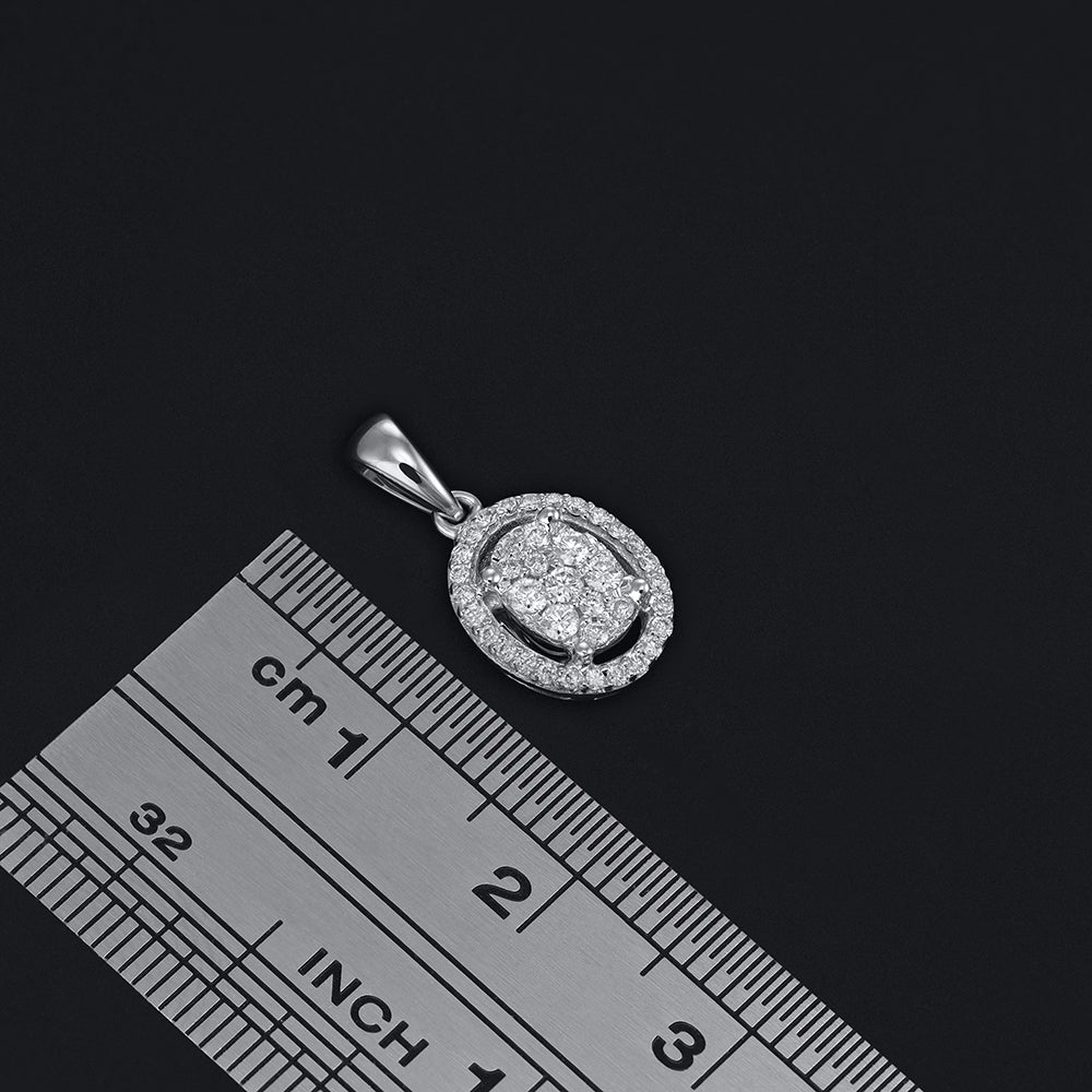 18ct White Gold 0.23ct Diamond Oval Shape Pendant - FJewellery